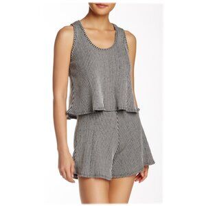 NWT-Abound Sleeveless Ribbed Flared Mock Top, Grey Magnet, Size Large